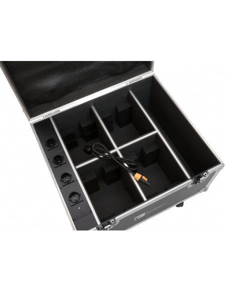 ROADINGER Flightcase 4x AKKU IP PAR 7 QCL WDMX with charging function