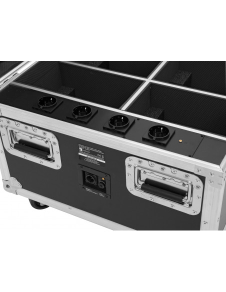 ROADINGER Flightcase 4x AKKU IP PAR 7 QCL WDMX with charging function