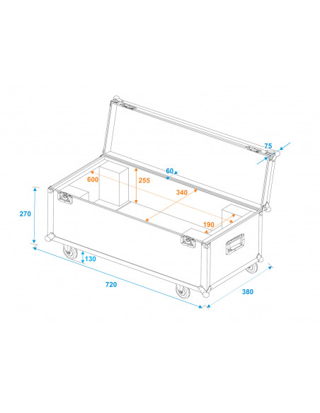 ROADINGER Flightcase 1x LED SL-350/SL-160 with wheels