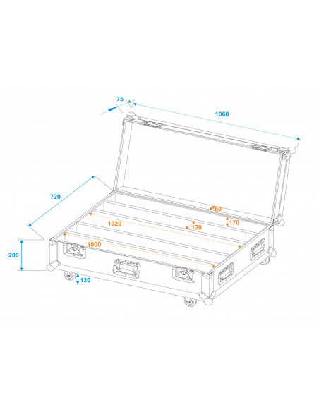ROADINGER Flightcase 4x LED IP T-PIX 8 QCL/T-PIX 12 HCL with wheels