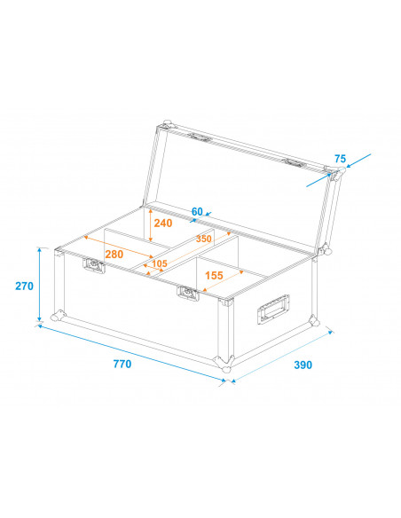 ROADINGER Flightcase 4x LED CBB-2WW/CW fairlight