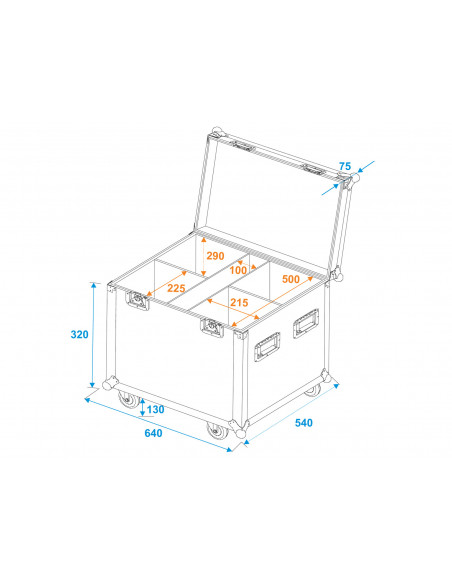 ROADINGER Flightcase 4x LED IP PAR 7x8W QCL/7x9W SCL with wheels