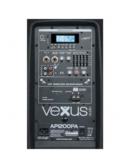 Coluna portátil 12" NEXUS AP1200PA - USB/SD/MP3/VHF/BT