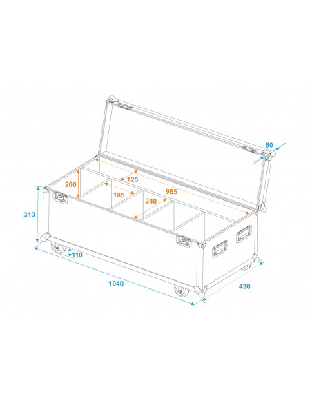 ROADINGER Flightcase 4x LED Umbrella