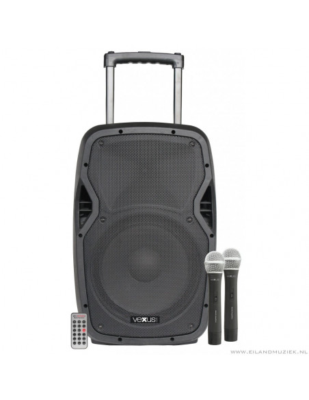 Coluna Portátil 15" 800W USB/SD/MP3 + 2 Mic. Vexus
