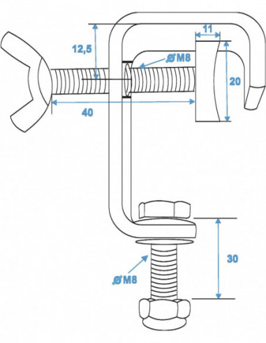 EUROLITE TH-25 Theatre Clamp silver