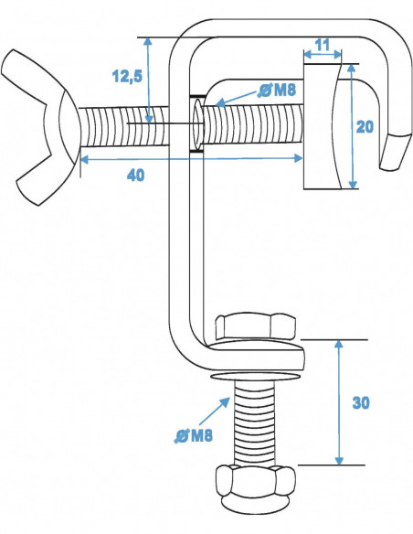 EUROLITE TH-25 Theatre Clamp silver