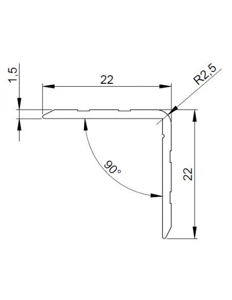 6109 Cantoneira Aluminio Flight 22mm