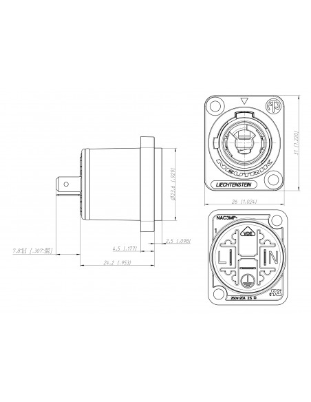 NEUTRIK NAC3MPB Ficha Powercon Outpout Painel