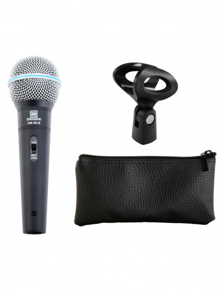 Pronomic DM-58-B Vocal Microphone With Switch SET + Case , Microfone vocal Pronomic DM-58-B com conjunto de comutação