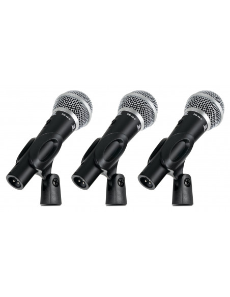 Pronomic DM-58-C Vocal Microphone Set of 3 In a Case , Conjunto de microfone vocal Pronomic DM-58-C de 3 em um caso