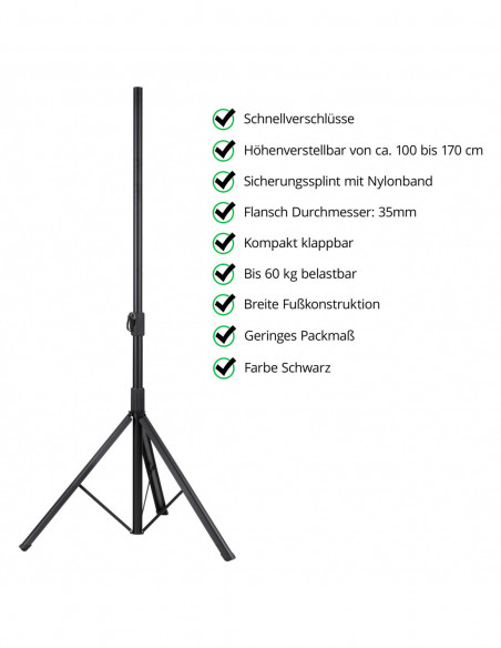 Pronomic SPSF-10S speaker stand steel 170 cm , Pronomic SPSF-10S Speaker Stand Aço 170 cm