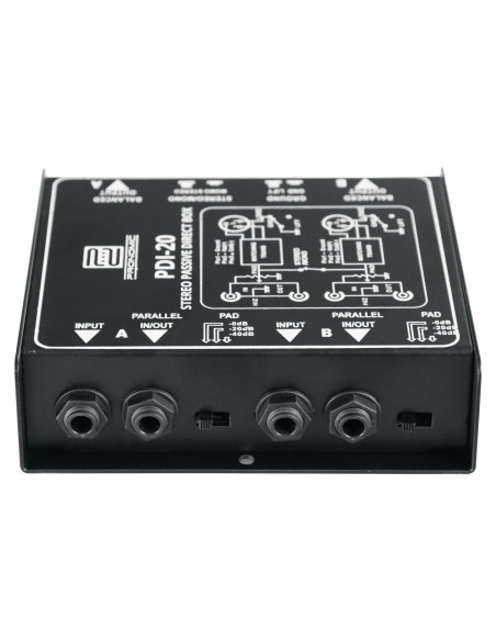 Pronomic PDI-20 Passive Stereo DI-Box , PDI PDI-20 Passive Stereo Di-Box