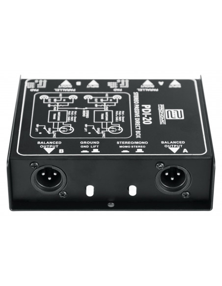 Pronomic PDI-20 Passive Stereo DI-Box , PDI PDI-20 Passive Stereo Di-Box