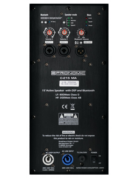 Pronomic C-215 MA 15"  Active Speaker 2000 Watt Stereo Set , Pronomic C-215 MA 15 "Speaker ativo 2000 Watt Stereo Set