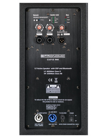 Pronomic C-212 MA 12" Active Speaker 2000 Watt Stereo Set , Pronomic C-212 MA 12 "Speaker Ativo 2000 Watt Stereo Set