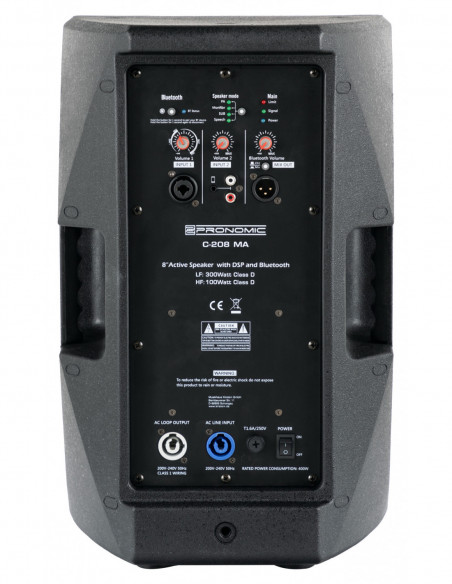 Pronomic C-208 MA 8" Active Speaker 400 Watt Stereo Set , Pronomic C-208 MA 8 "Speaker ativo 400 watt conjunto estéreo