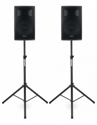Pronomic E-215 MA 15" Active Speaker 500 Watt Stand Set , Pronomic E-215 MA 15 "Speaker ativo 500 watts