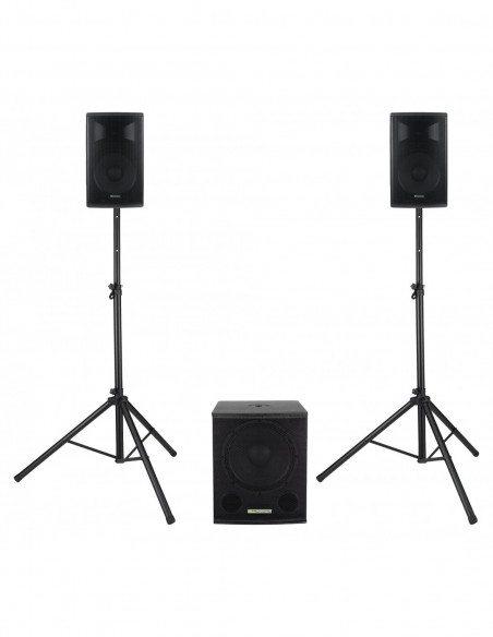 Pronomic Powerstage Economy 1510 2.1 PA SET 1x Subwoofer, 2x Hochtöner, Stative