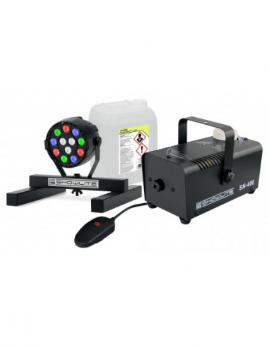 Showlite SN-400 fog machine + SPS-121 RGBW spot + 5 l fluid set  , Máquina de nevoeiro Showlus SN-400 + SPS-121 RGBW