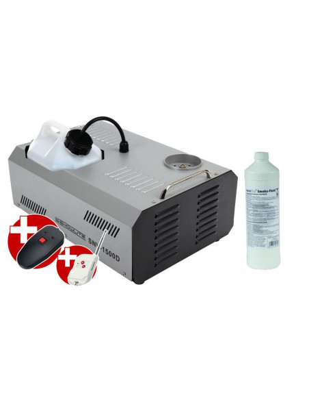 Complete Set Showlite SNV-1500D DMX Fog Machine 1500W incl. remote control + 1L liquid fog ,