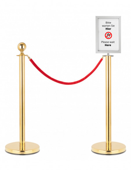 Stagecaptain PLS-150 Deluxe 2.1-200G Absperrständer Personenleitsystem 2,0m gold Set mit Schilderaufsatz