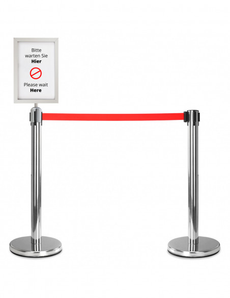 Stagecaptain PLS-200S Crowd Control Stanchion Silver Pair Set With Sign Attachment ,  Controle de multidão
