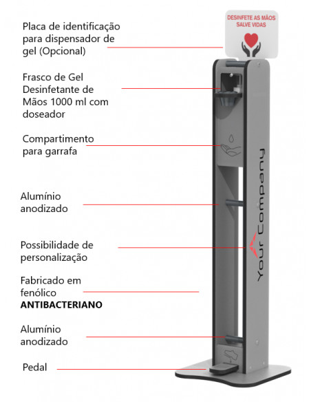 COMP120 Dispensador Gel c/ Pedal