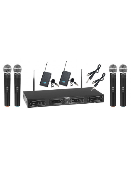 McGrey UHF-4V2I Quad Wireless Microphone Set with 4 handheld transmitters and 2 bodypacks
