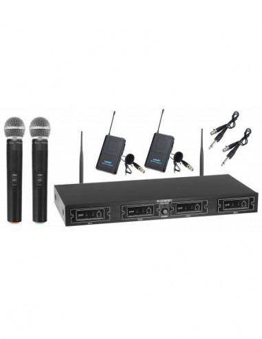 McGrey UHF-2V2I Quad Wireless Microphone Set with 2 Handheld Microphones and 2 Lapel Microphone 50m