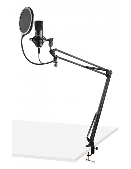 CMS300B Kit Microfone USB e Suporte Mesa Preto