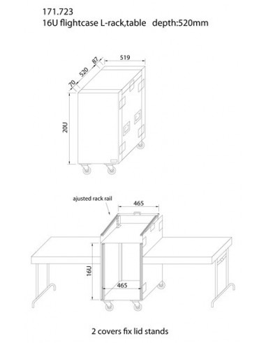 Rack 19" c/ mesa lateral 16U