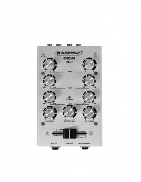 OMNITRONIC GNOME-202 Mini Mixer silver - Mesa de mistura dj de 2 canais