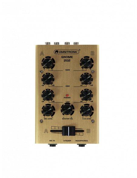 OMNITRONIC GNOME-202 Mini-Mixer gold Mesa de mistura DJ de dois canais