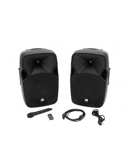 OMNITRONIC XFM-212AP Active 2-Way Speaker Set with Wireless Microphone