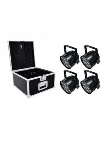 EUROLITE Set 4x LED PAR-56 HCL Short sw + PRO Case