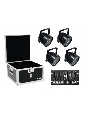 EUROLITE Set 4x LED PAR-56 QCL bk + Case + Controller