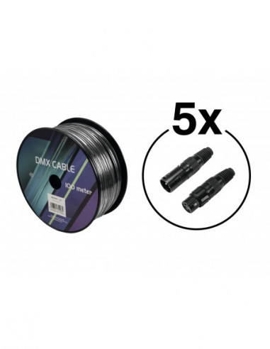 EUROLITE Set DMX cable 2x0.22 100m sw + 10 connectors