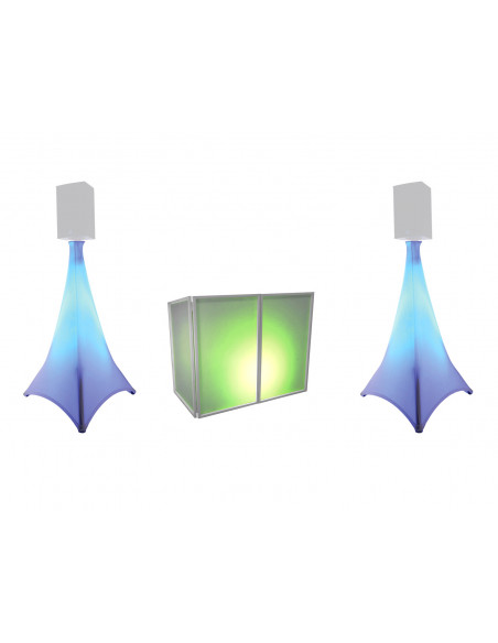 EUROLITE Set AKKU 2x Flat light 3 bk + Bar-6 + Stands