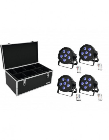 EUROLITE Set 4x LED SLS-603 TCL UV Floor + Case TDV-1