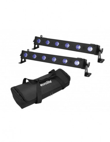 EUROLITE Set 2x LED BAR-6 QCL RGB+UV Bar + Soft-Bag