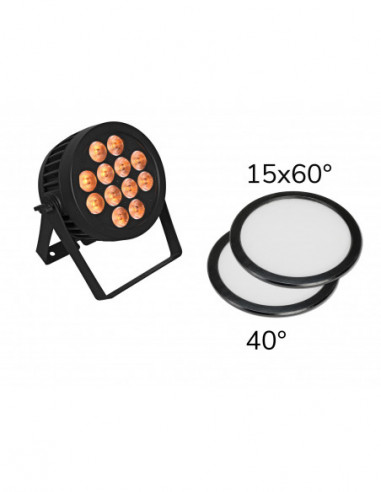 EUROLITE Set LED IP PAR 12x8W QCL Spot + 2x Diffuser cover (15x60° and 40°)