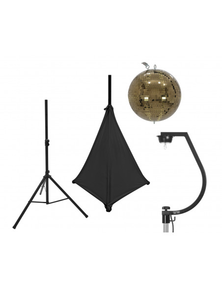 EUROLITE Set Mirror ball 30cm gold with stand and tripod cover black