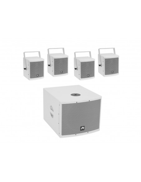 OMNITRONIC Set MOLLY-12A Subwoofer active + 4x MOLLY-6 Top 8 Ohm, white