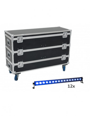 EUROLITE Set 12x LED IP T-Bar 16 QCL Bar + Case with wheels