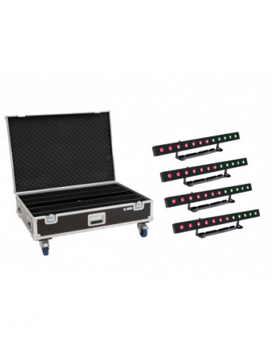 EUROLITE Set 4x LED PIX-12 HCL Bar + Case with wheels