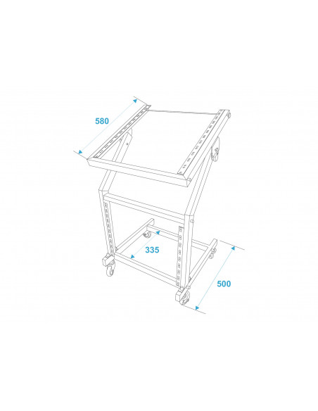OMNITRONIC Rack Stand 12U/10U adjustable on Wheels