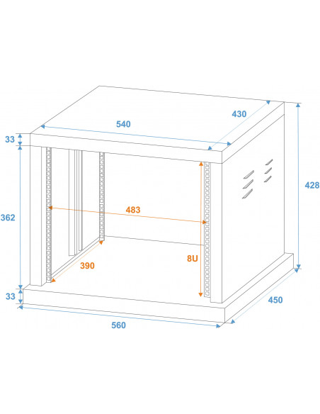 ROADINGER Steel Rack SR-19, 8U