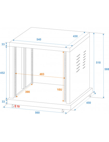 ROADINGER Steel Rack SR-19, 10U