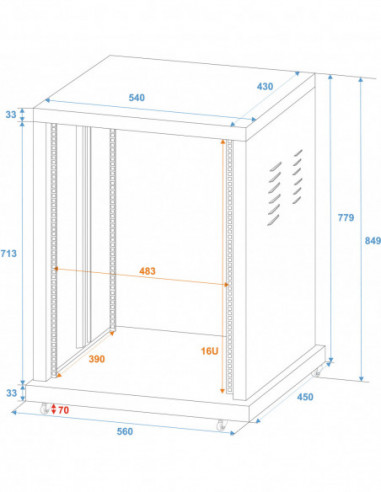 ROADINGER Steel Rack SR-19, 16U